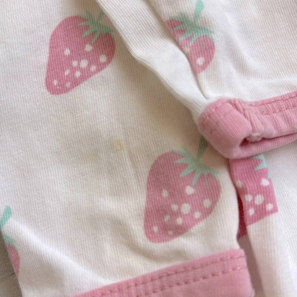 Monica + Andy Lullaby Footie in “Strawberry Patch”